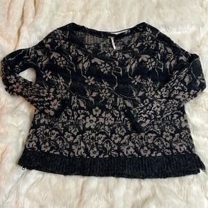 Free People black:tan sweater
